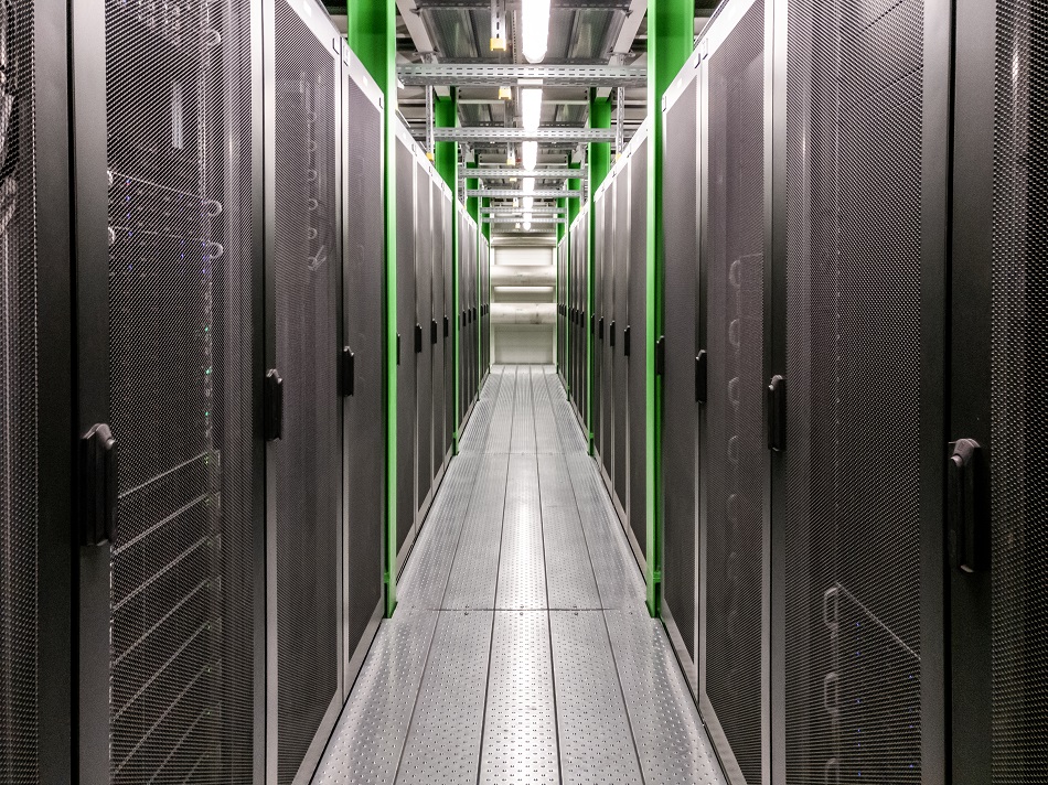 Corridor in server room data center